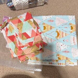 Colorful Geometric and Teepee Print Fabric Set